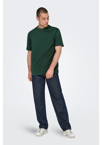 Erkek Onsfred Bisiklet Yaka Kısa Kollu %100 Pamuk T-Shirt 22022532 Koyu Yeşil fiyatları