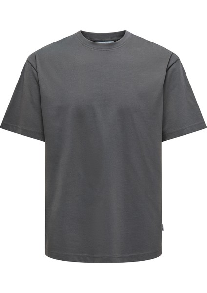 Erkek Onsfred Bisiklet Yaka Kısa Kollu %100 Pamuk T-Shirt 22022532 Füme