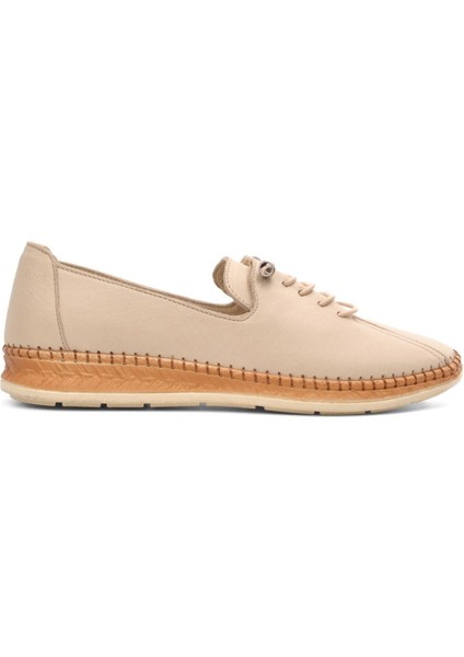 Ayakmod Bej Hakiki Deri Kadın Günlük Ayakkabı modelleri