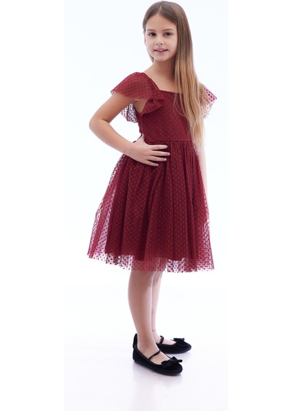 Kız Çocuk Kare Yaka Trend Tül Elbise AK2242 fırsatları