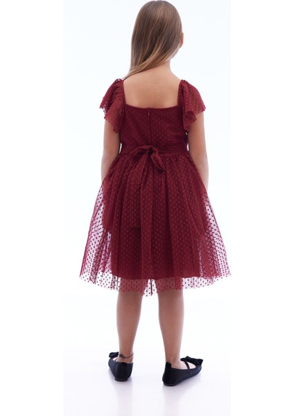 Kız Çocuk Kare Yaka Trend Tül Elbise AK2242 indirimleri