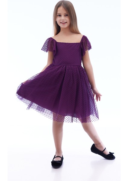 Kız Çocuk Kare Yaka Trend Tül Elbise AK2242 fiyatları