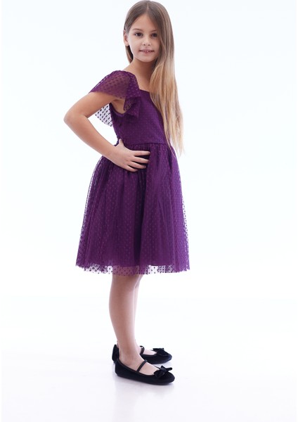 Kız Çocuk Kare Yaka Trend Tül Elbise AK2242 modelleri