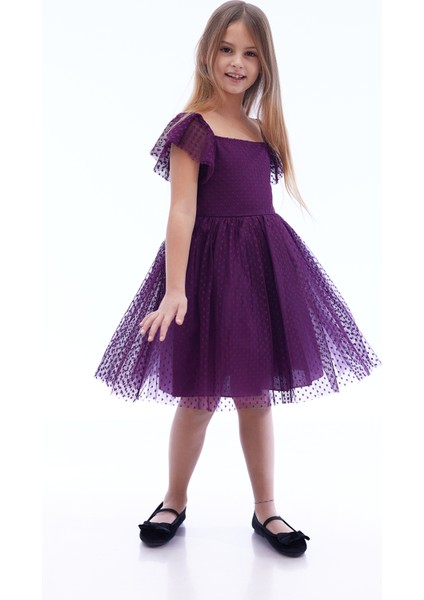 Kız Çocuk Kare Yaka Trend Tül Elbise AK2242 fırsatları