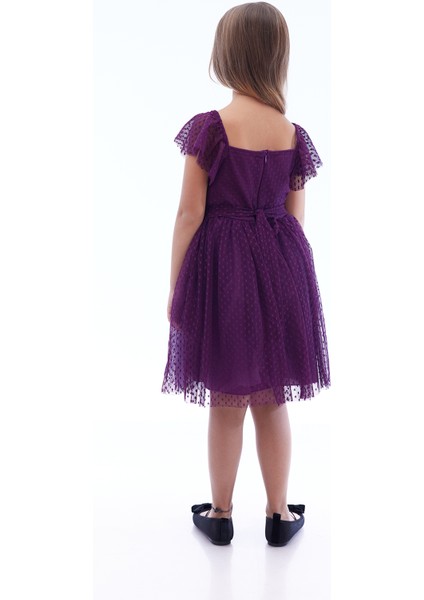 Kız Çocuk Kare Yaka Trend Tül Elbise AK2242 indirimleri