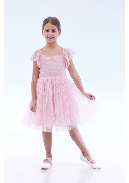 Kız Çocuk Kare Yaka Trend Tül Elbise AK2242 fiyatları