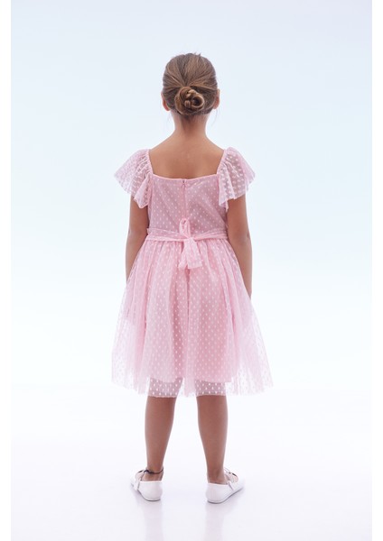 Kız Çocuk Kare Yaka Trend Tül Elbise AK2242 indirimleri