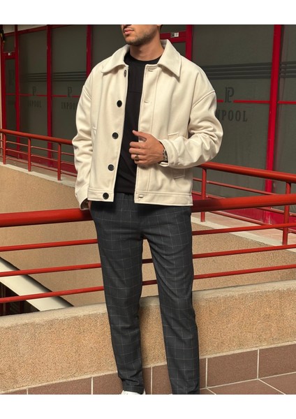 Gömlek Yaka, Oversize-Fit, Old Money Culture, Düğmeli, Kaşe Kumaş Ceket 24USEC05