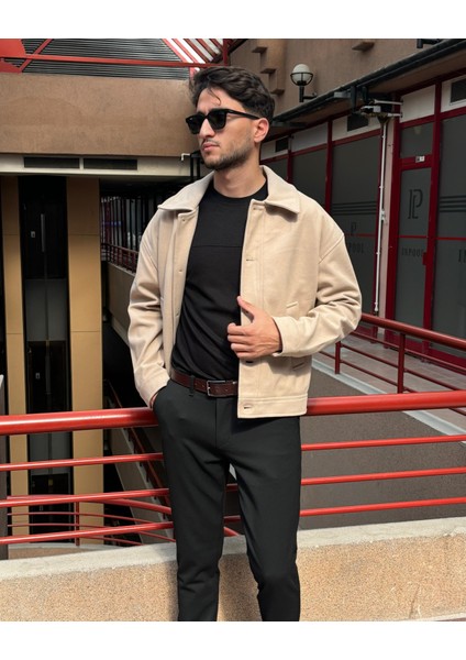 Gömlek Yaka, Oversize-Fit, Old Money Culture, Düğmeli, Kaşe Kumaş Ceket 24USEC05