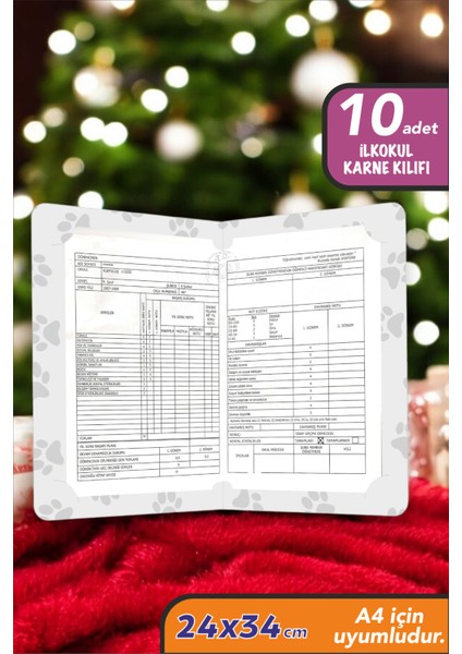10 Adet Kedi Temalı A4 Ilkokul Karne Kılıfı Kabı Karne Süsleme 24X34