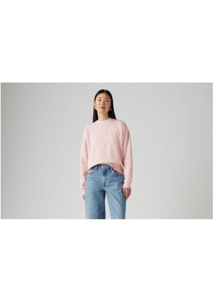 Kadın Bisiklet Yaka Pembe Sweatshirt - A5942-0028