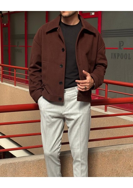 Gömlek Yaka, Oversize-Fit, Old Money Culture, Düğmeli, Kaşe Kumaş Ceket 24USEC05