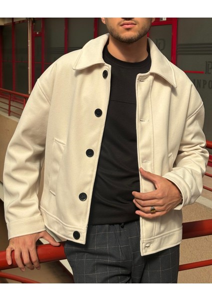 Gömlek Yaka, Oversize-Fit, Old Money Culture, Düğmeli, Kaşe Kumaş Ceket 24USEC05