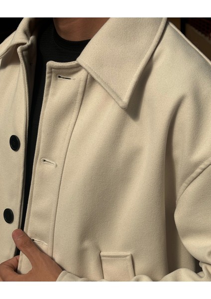 Gömlek Yaka, Oversize-Fit, Old Money Culture, Düğmeli, Kaşe Kumaş Ceket 24USEC05