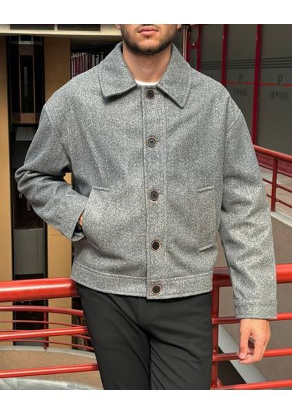 Gömlek Yaka, Oversize-Fit, Old Money Culture, Düğmeli, Kaşe Kumaş Ceket 24USEC05