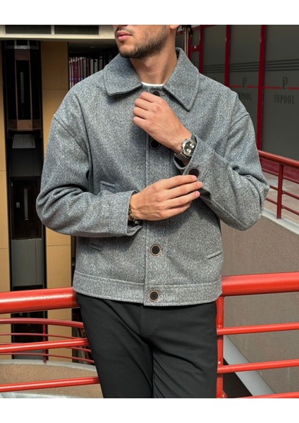 Gömlek Yaka, Oversize-Fit, Old Money Culture, Düğmeli, Kaşe Kumaş Ceket 24USEC05