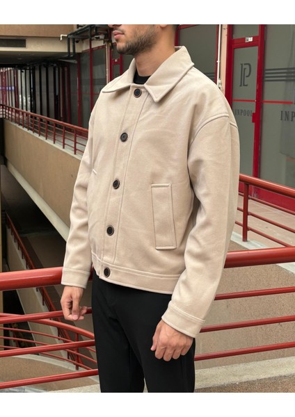 Gömlek Yaka, Oversize-Fit, Old Money Culture, Düğmeli, Kaşe Kumaş Ceket 24USEC05