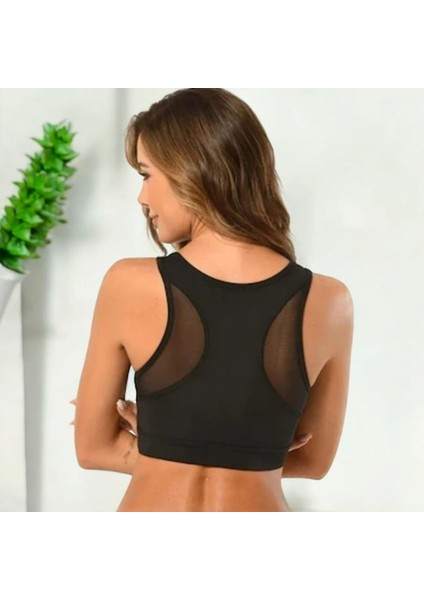 Sırt Tül Detay Siyah Pedli Sporcu Sütyen fiyatları