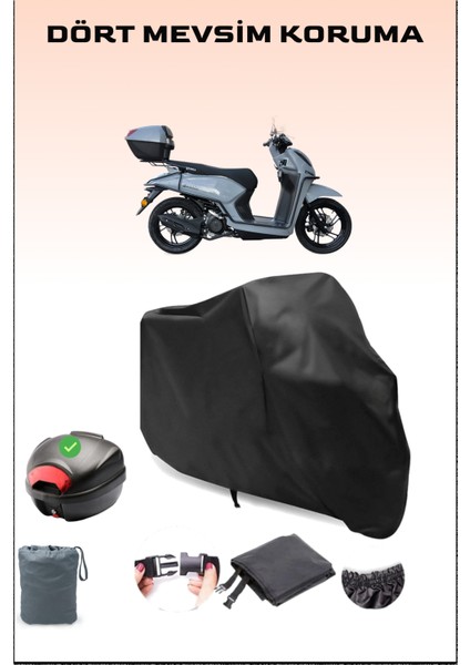 Yuki Gentle 50 Arka Çanta Uyumlu Siyah Motosiklet Branda Su Geçirmez Dayanıklı Kumaş