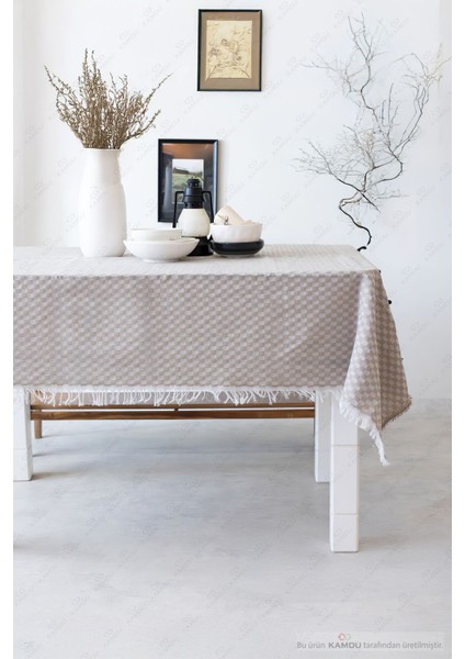 < 130X170CM > Leke Tutmazdamalı Masa Örtüsü, Ekose Desen Masa Örtüsü, Sofra Bezi