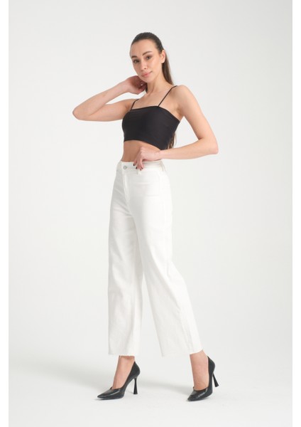 Kadın Bol Paça Denim Pantolon 6663
