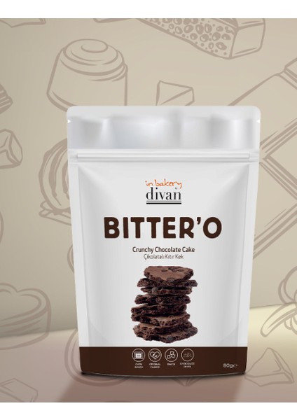 Fırınlanmış Çikolatalı Kıtır Kek Divan In Bakery Bitter'o Crunchy Chocolate Cake 80 gr
