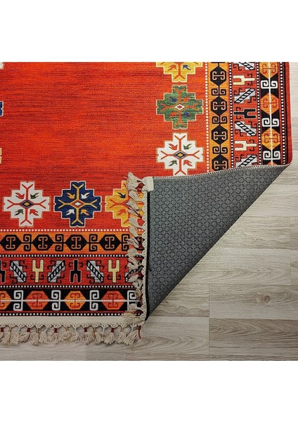 Anatolian Premium Desenli Saçaklı Salon Halısı Şönil Pamuk-Polyester Halı