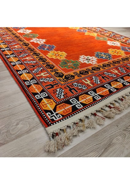 Anatolian Premium Desenli Saçaklı Salon Halısı Şönil Pamuk-Polyester Halı