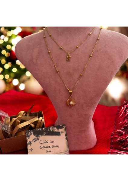 Çünkü Sen Geceme Gündüz Oldun Kolye Çelik Opal Doğaltaşlı Harfli 2 Li Kolye fiyatları