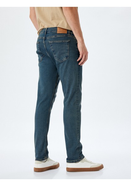 Normal Bel Pamuklu Cepli Slim Fit Jean Pantolon - Brad Jean