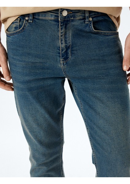 Normal Bel Pamuklu Cepli Slim Fit Jean Pantolon - Brad Jean