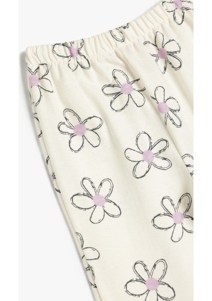 Çiçek Desenli Pamuklu Beli Lastikli Eşofman Altı modelleri