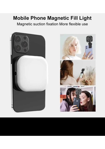 Magsafe Uyumlu 3 Renkli Selfie Işığı Telefon ve Laptop Işığı Vlog Yayın ve Video Için Mini LED Işık