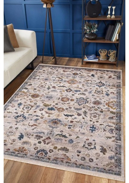 7/24 Bohem Tarzı 160 x 235 Toz Barındırmaz Viskon Halı 0187-BEJ