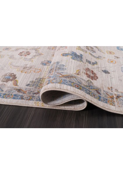 7/24 Bohem Tarzı 160 x 235 Toz Barındırmaz Viskon Halı 0187-BEJ