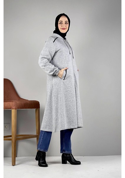 Kapşonlu Tesettür Kap Gri fırsatları