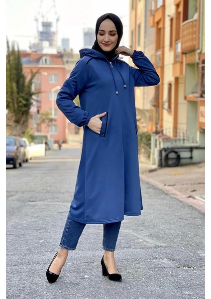Kapşonlu Tesettür Kap Indigo modelleri