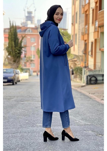Kapşonlu Tesettür Kap Indigo indirimleri