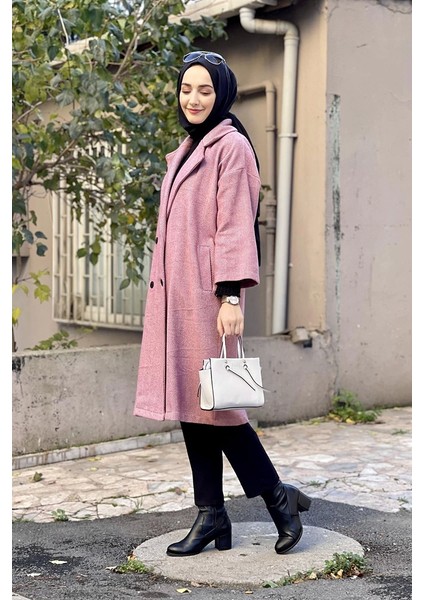 Kaşe Ceket Pudra modelleri