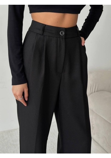 Trend Yün Efekt Kadın Siyah Palazzo Pantolon fiyatları