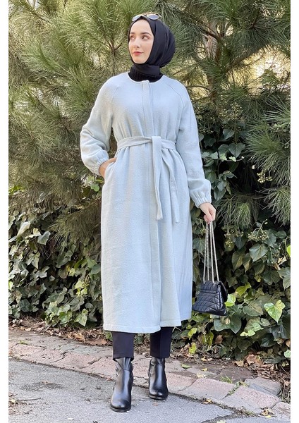 Düğmeli Kaşe Kap Bebe Mavisi