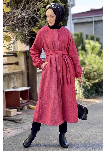 Düğmeli Kaşe Kap Nar Çiçeği