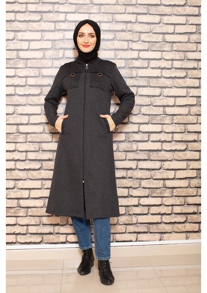 Omuzu Parçalı Antrasit Tesettür Kap fiyatları