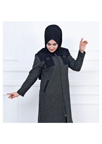 Omuzu Parçalı Haki Tesettür Kap modelleri