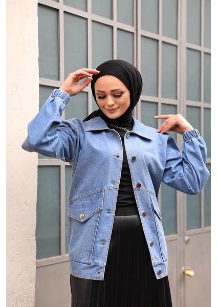 Düğmeli Kot Ceket Mavi fiyatları