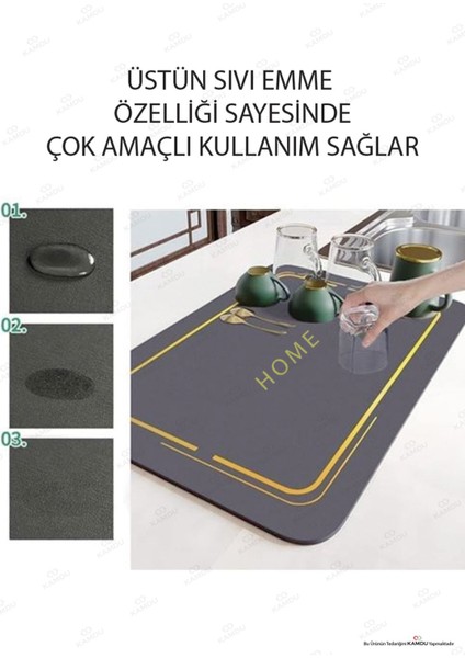 < Gri Renk > Bulaşık Matı 35 X 50 Cm Kurulama Matı, Tezgah Üstü Mat, Sihirli Paspas modelleri