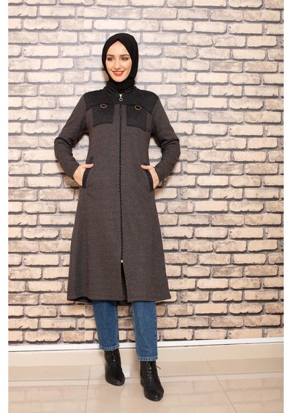 Omuzu Parçalı Kahverengi Tesettür Kap fiyatları