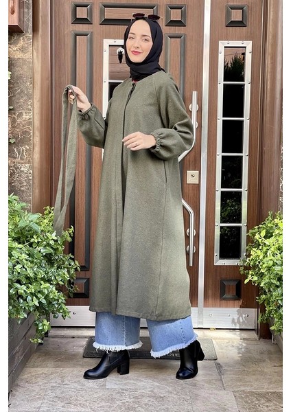 Düğmeli Kaşe Kap Haki