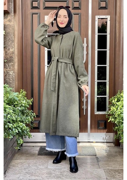 Düğmeli Kaşe Kap Haki modelleri