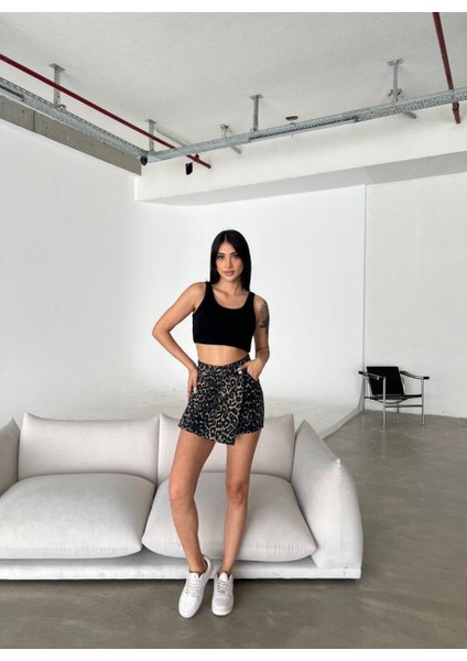 Leopar Desen Şort Etek modelleri